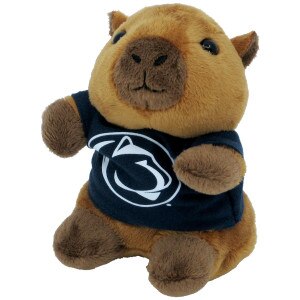 plush stubby capybara with Penn State t-shirt